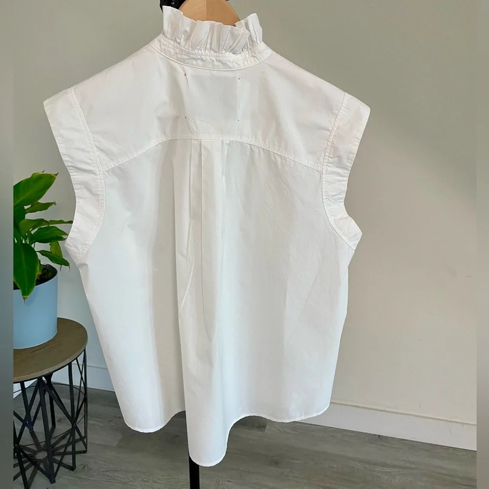 Forte Forte White Ruffle Neck Sleeveless Blouse - Picture 8 of 13